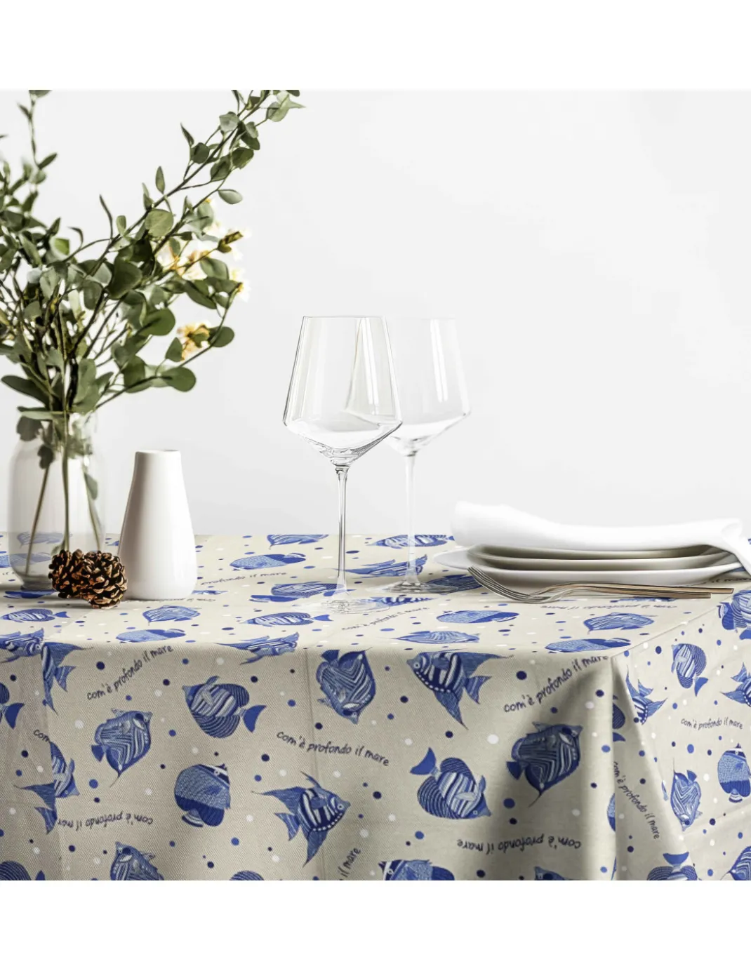 Tovaglia Dory "Com’è Profondo il Mare" – Cotone Pesante – Made in Italy – Lavabile