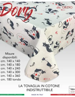 TOVAGLIA DORY GATTI DISEGNO gatto NERO in cotone