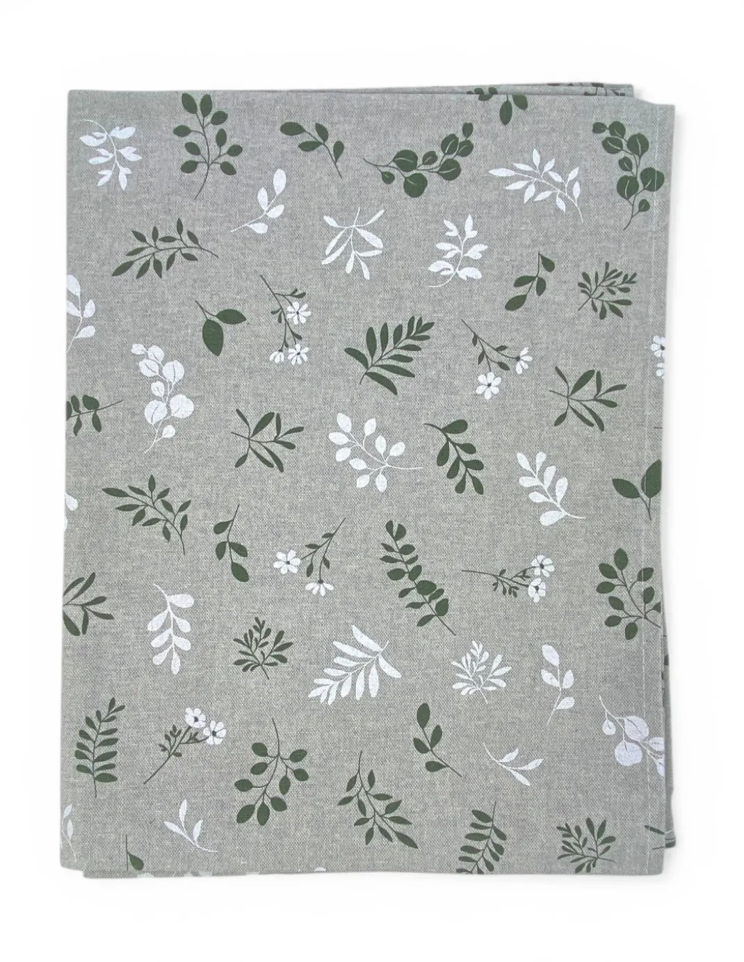 Tovaglia Dory Herbarium Tex Family, cotone pesante 80/20, stampa botanica verde salvia su fondo greige, 5 misure