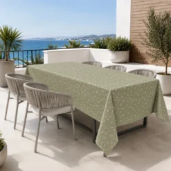 Tovaglia Dory Margheritine su Fondo Verde in Cotone Pesante 80/20 Made in Italy