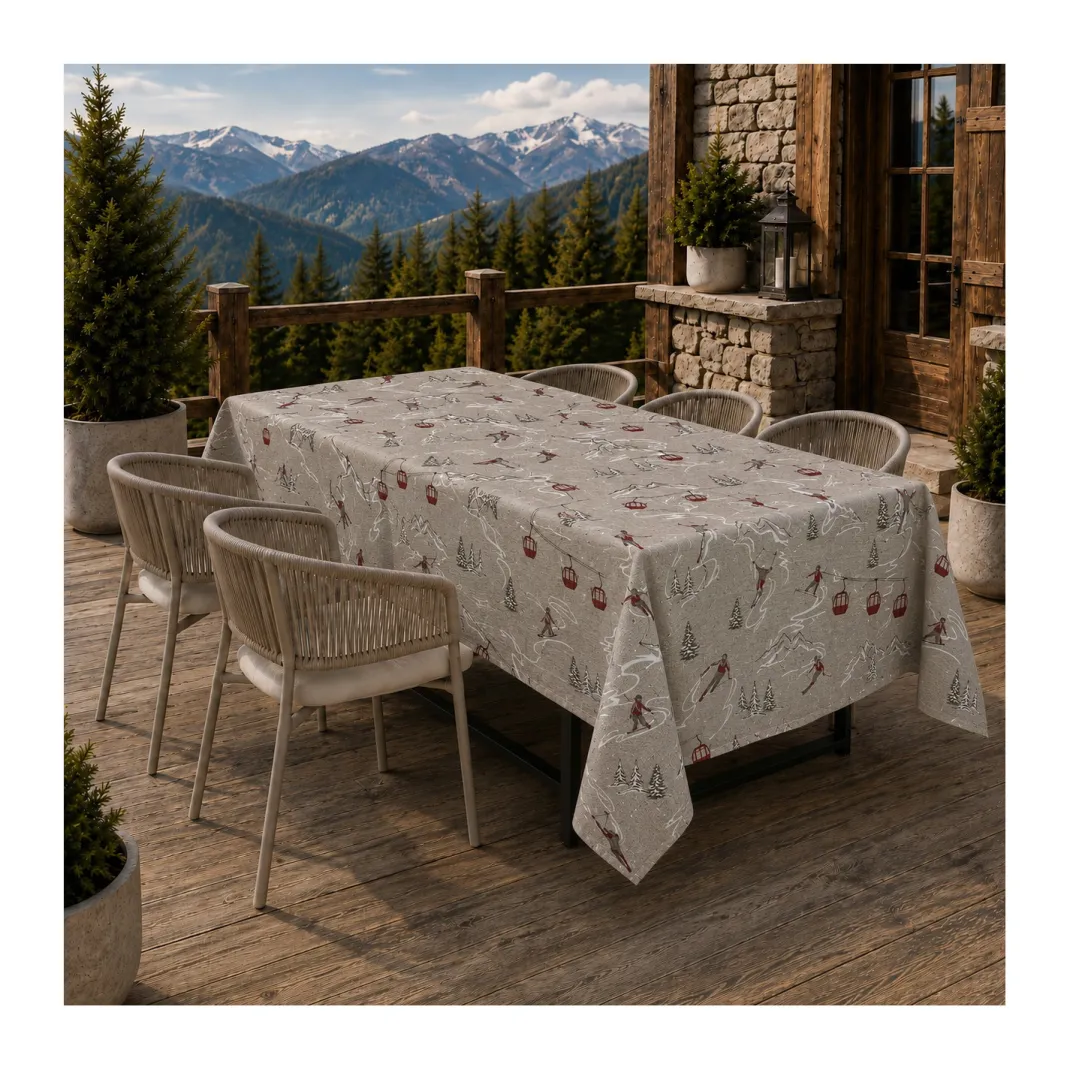 Tovaglia Dory Sciatori Tex Family per Tavola Chalet in Cotone Pesante 80/20 Made in Italy