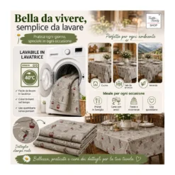 Tovaglia Dory Sciatori Tex Family per Tavola Chalet in Cotone Pesante 80/20 Made in Italy