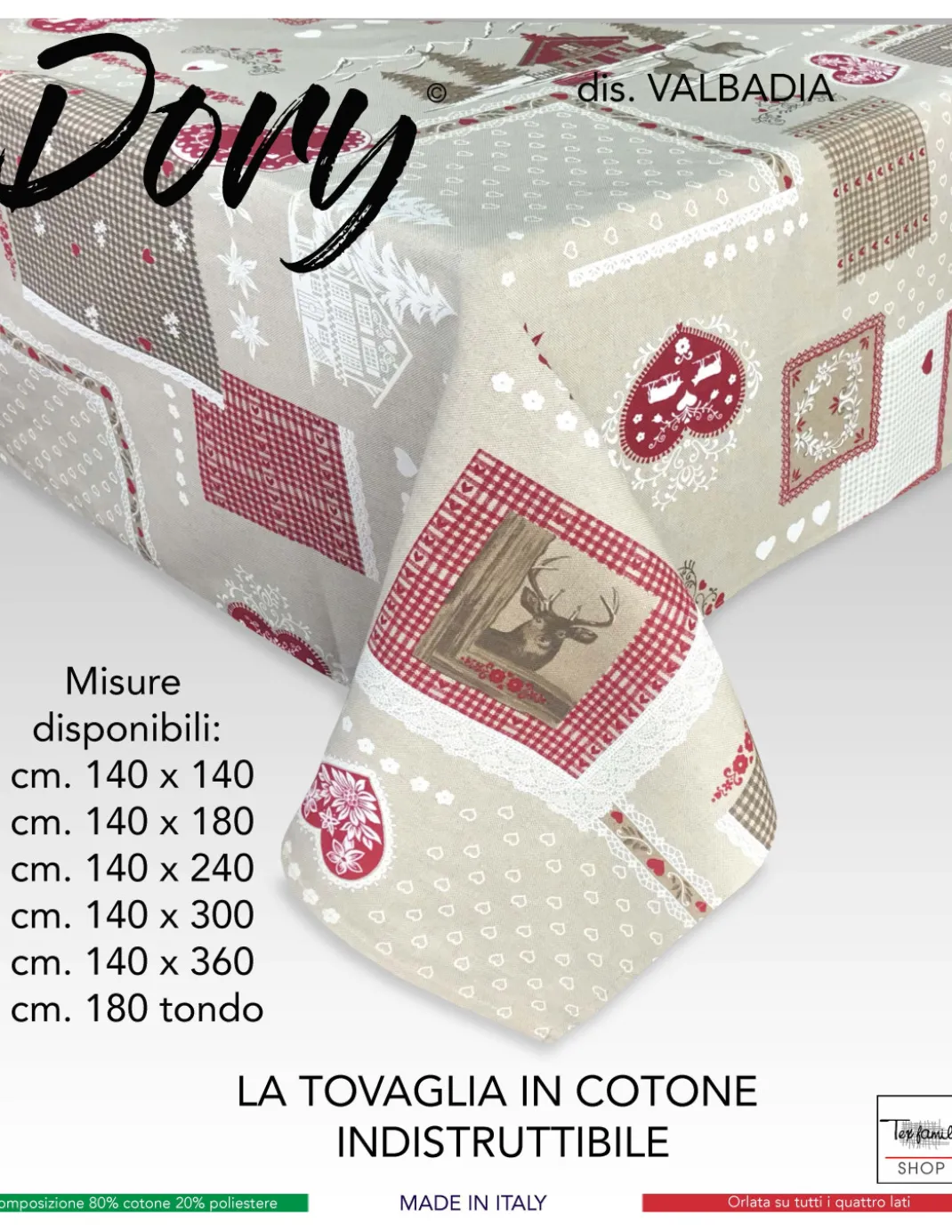 TOVAGLIA DORY tirolese VALBADIA in cotone
