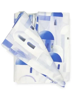 TOVAGLIA in COTONE disegno SANTORINI blu made in Italy