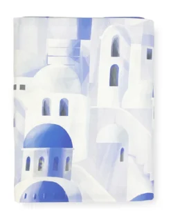 TOVAGLIA in COTONE disegno SANTORINI blu made in Italy