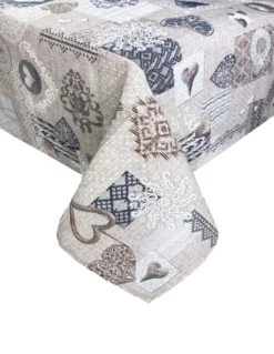 TOVAGLIA in COTONE disegno Tirolese SHABBY Beige made in Italy