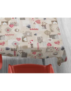 TOVAGLIA in COTONE disegno Tirolese SHABBY Rosso made in Italy