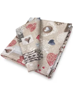 TOVAGLIA in COTONE disegno Tirolese SHABBY Rosso made in Italy
