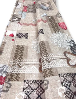 TOVAGLIA in COTONE disegno Tirolese SHABBY Rosso made in Italy