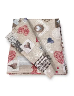 TOVAGLIA in COTONE disegno Tirolese SHABBY Rosso made in Italy