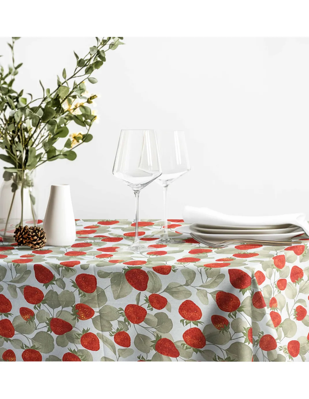 Tovaglia in Cotone Sissi – Stampa Fragole – Made in Italy – Artigianale e Lavabile