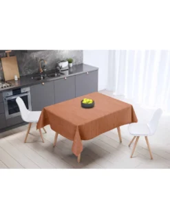 Tovaglia LIMA Arancio – Tela Cerata Plastificata PVC Lavabile Antiscivolo Effetto Lino – Made in Italy
