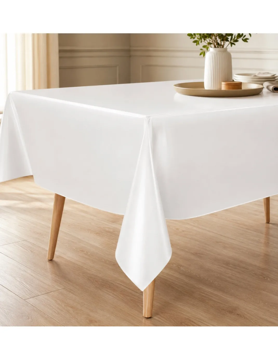 Tovaglia LIMA Bianca in Tela Cerata PVC Lavabile Antiscivolo Effetto Lino Made in Italy