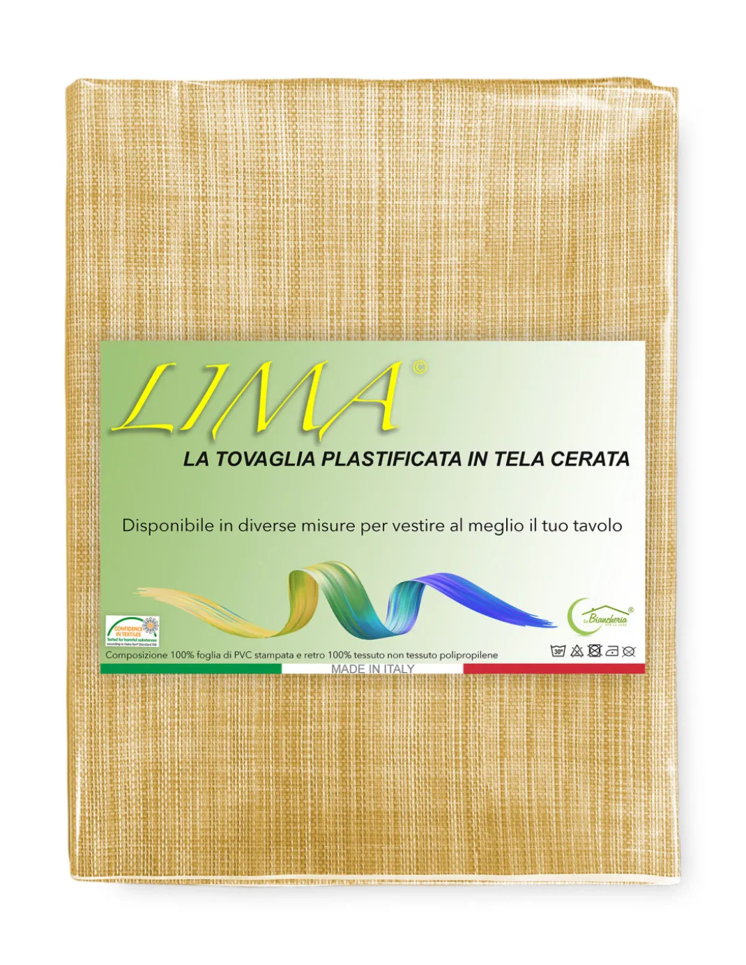 Tovaglia LIMA Gialla – Tela Cerata Plastificata PVC Lavabile Antiscivolo Effetto Lino – Made in Italy