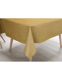 Tovaglia LIMA Gialla – Tela Cerata Plastificata PVC Lavabile Antiscivolo Effetto Lino – Made in Italy