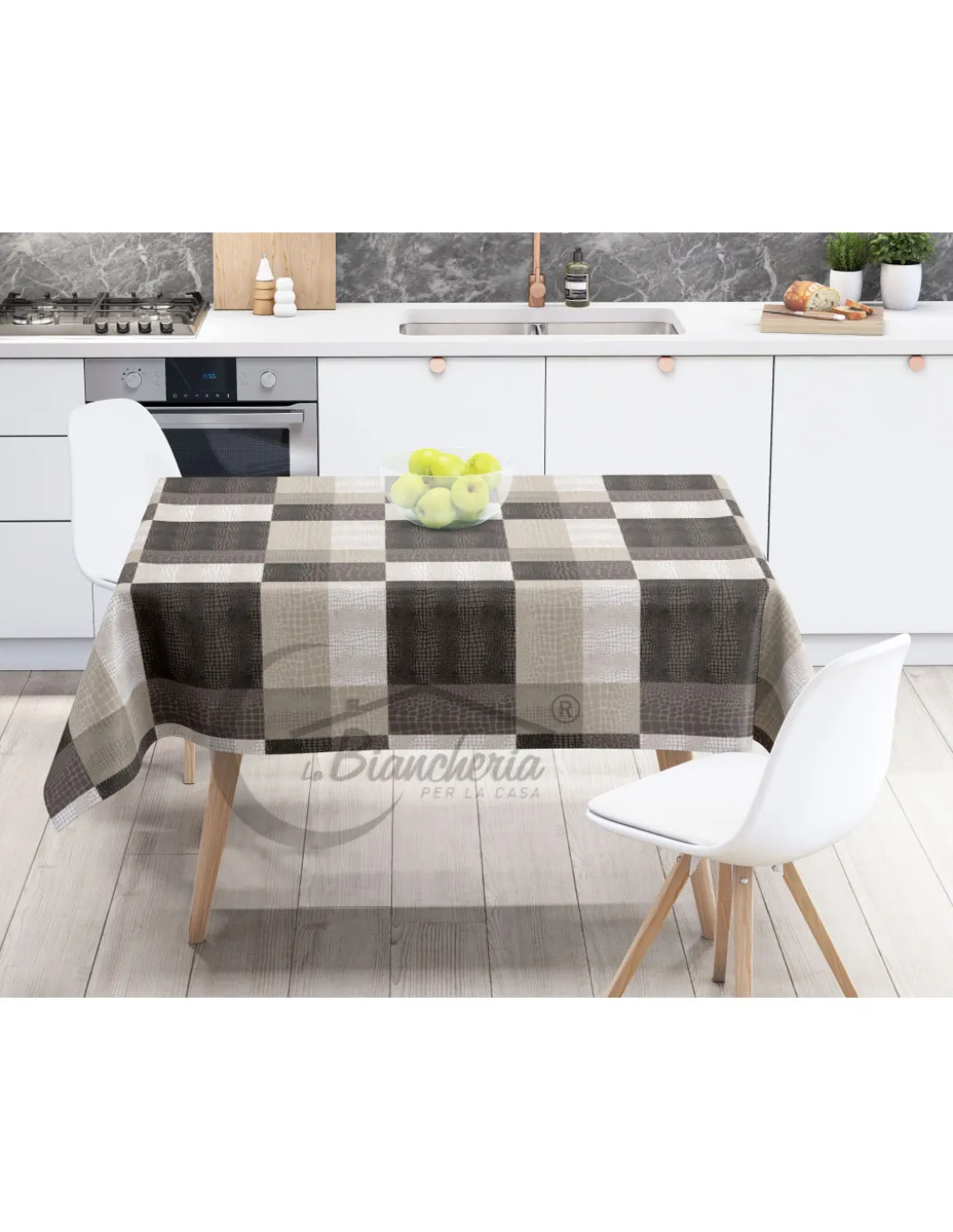 TOVAGLIA LIMA © in TELA CERATA plastificata LAVABILE idrorepellente in PVC MODERN marrone made in Italy