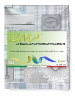 TOVAGLIA LIMA © in TELA CERATA plastificata LAVABILE idrorepellente in PVC TIROLESE shabby cuore grigio made in Italy