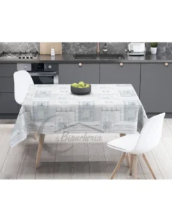 TOVAGLIA LIMA © in TELA CERATA plastificata LAVABILE idrorepellente in PVC TIROLESE shabby cuore grigio made in Italy