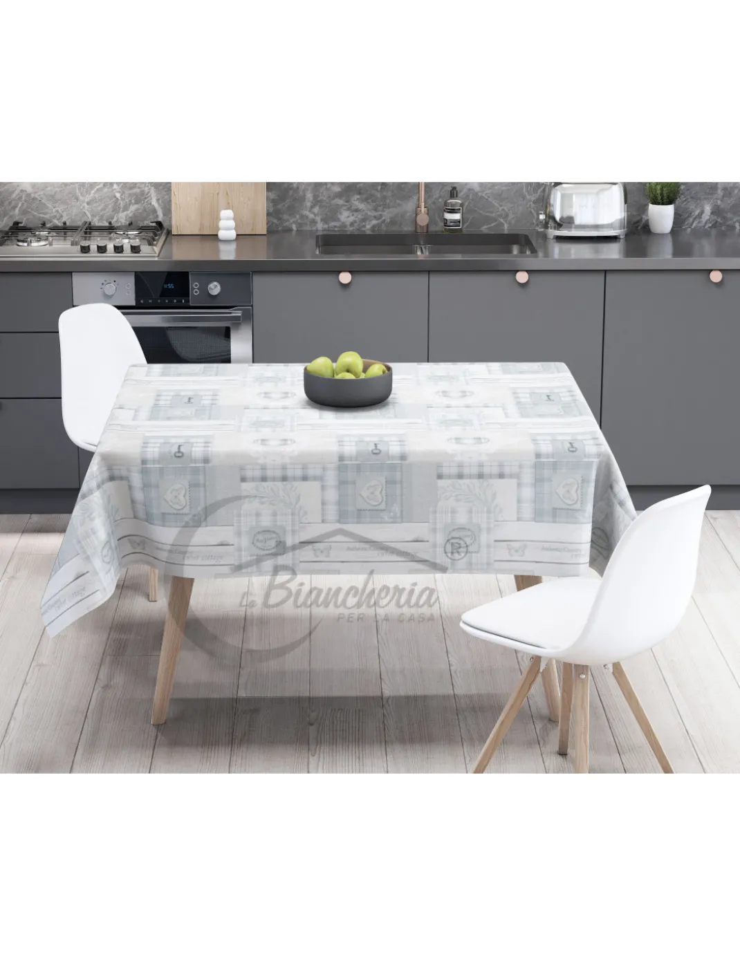 TOVAGLIA LIMA © in TELA CERATA plastificata LAVABILE idrorepellente in PVC TIROLESE shabby cuore grigio made in Italy
