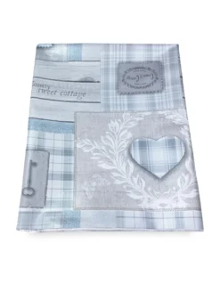 TOVAGLIA LIMA © in TELA CERATA plastificata LAVABILE idrorepellente in PVC TIROLESE shabby cuore grigio made in Italy