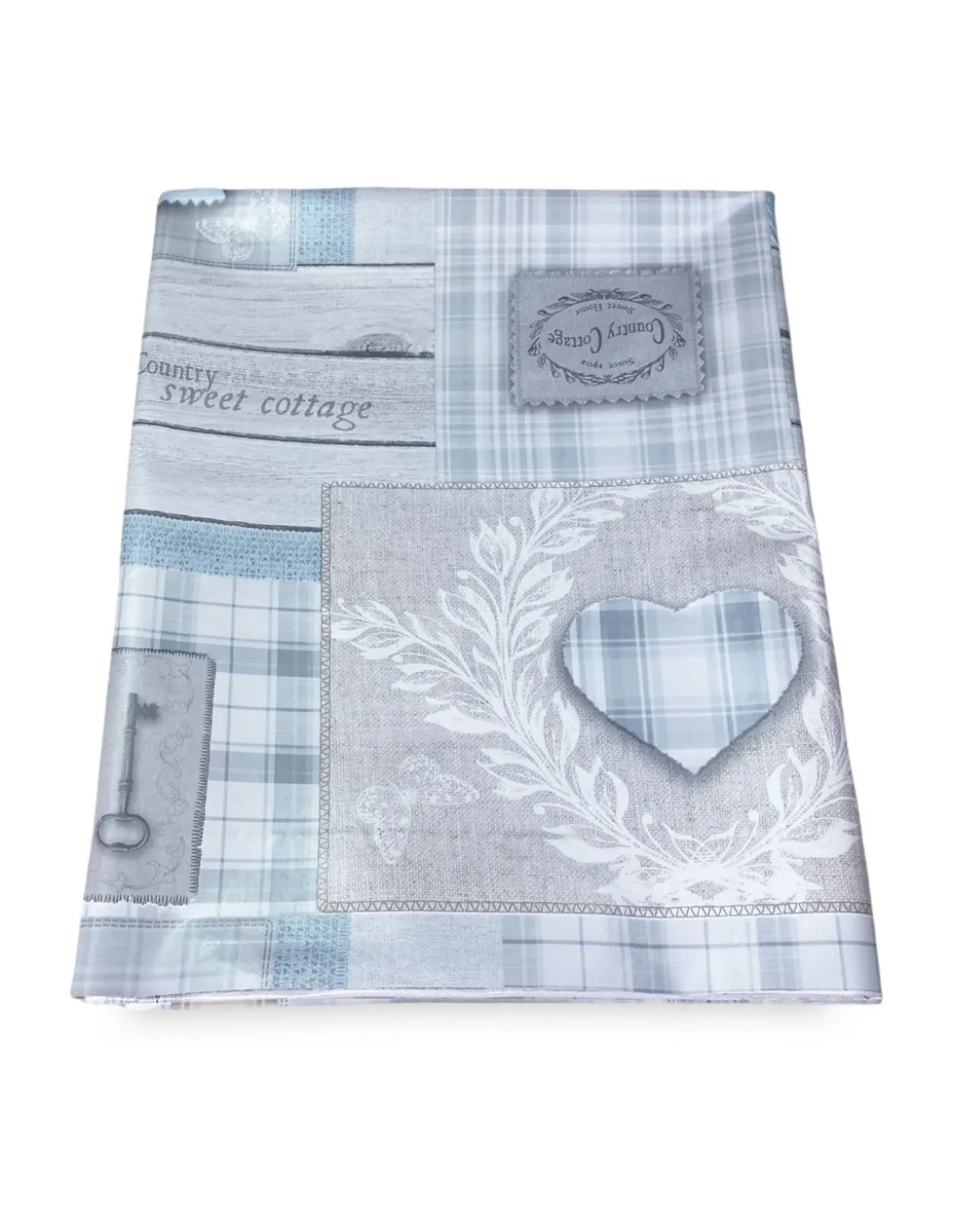TOVAGLIA LIMA © in TELA CERATA plastificata LAVABILE idrorepellente in PVC TIROLESE shabby cuore grigio made in Italy