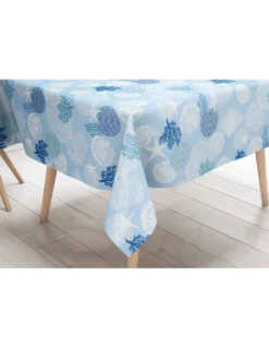 TOVAGLIA LIMA © in TELA CERATA plastificata LAVABILE idrorepellente in PVC CORALLI Blu Made in Italy