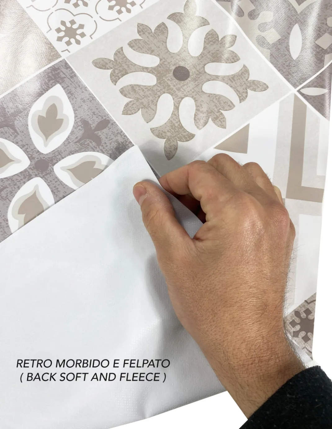 TOVAGLIA LIMA © in TELA CERATA plastificata LAVABILE idrorepellente in PVC MAIOLICHE Sabbia Made in Italy