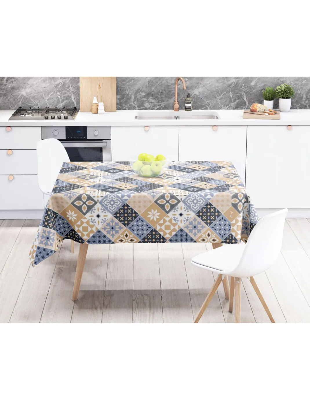 TOVAGLIA LIMA © in TELA CERATA plastificata LAVABILE idrorepellente in PVC MAIOLICHE Azzurre Made in Italy