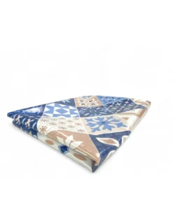 TOVAGLIA LIMA © in TELA CERATA plastificata LAVABILE idrorepellente in PVC MAIOLICHE Azzurre Made in Italy