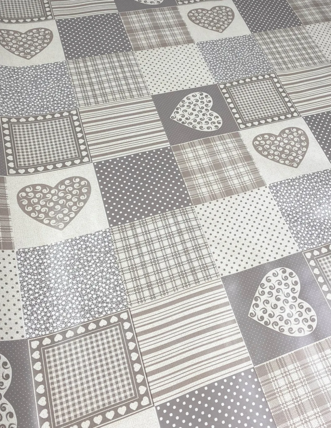 TOVAGLIA LIMA © in TELA CERATA plastificata LAVABILE idrorepellente in PVC CUORE BEIGE Made in Italy