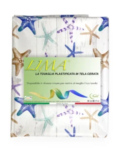 TOVAGLIA LIMA © in TELA CERATA plastificata LAVABILE idrorepellente in PVC STELLE MARINE Made in Italy