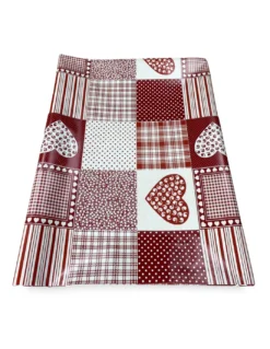 TOVAGLIA LIMA © in TELA CERATA plastificata LAVABILE idrorepellente in PVC CUORE ROSSO made in Italy