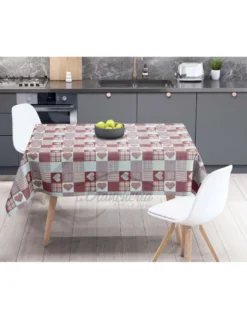 TOVAGLIA LIMA © in TELA CERATA plastificata LAVABILE idrorepellente in PVC CUORE ROSSO made in Italy