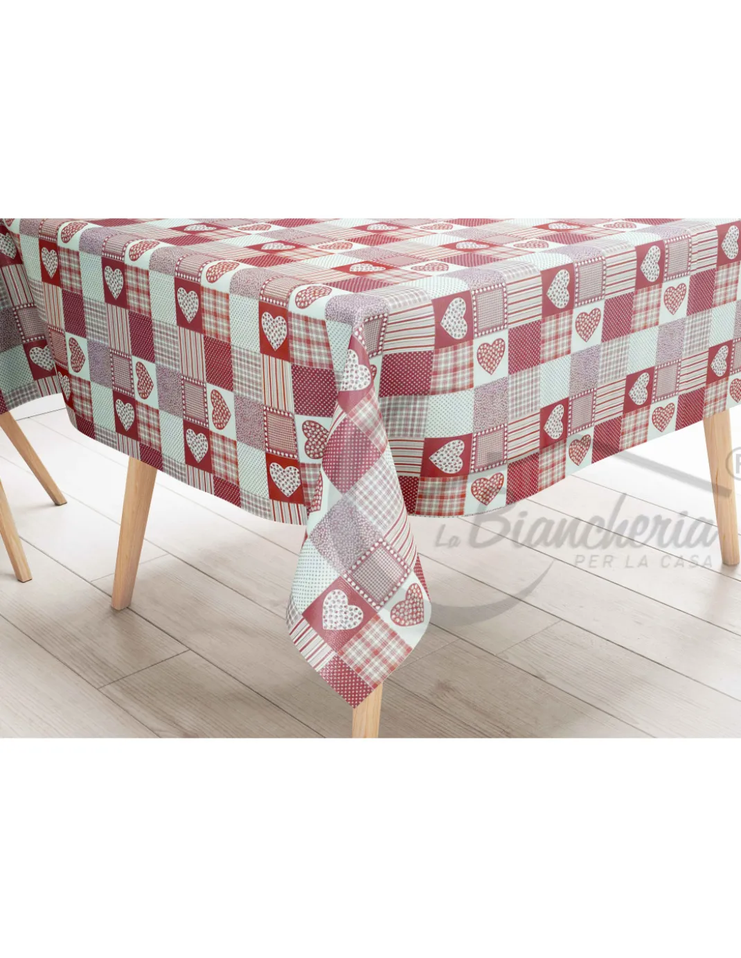 TOVAGLIA LIMA © in TELA CERATA plastificata LAVABILE idrorepellente in PVC CUORE ROSSO made in Italy