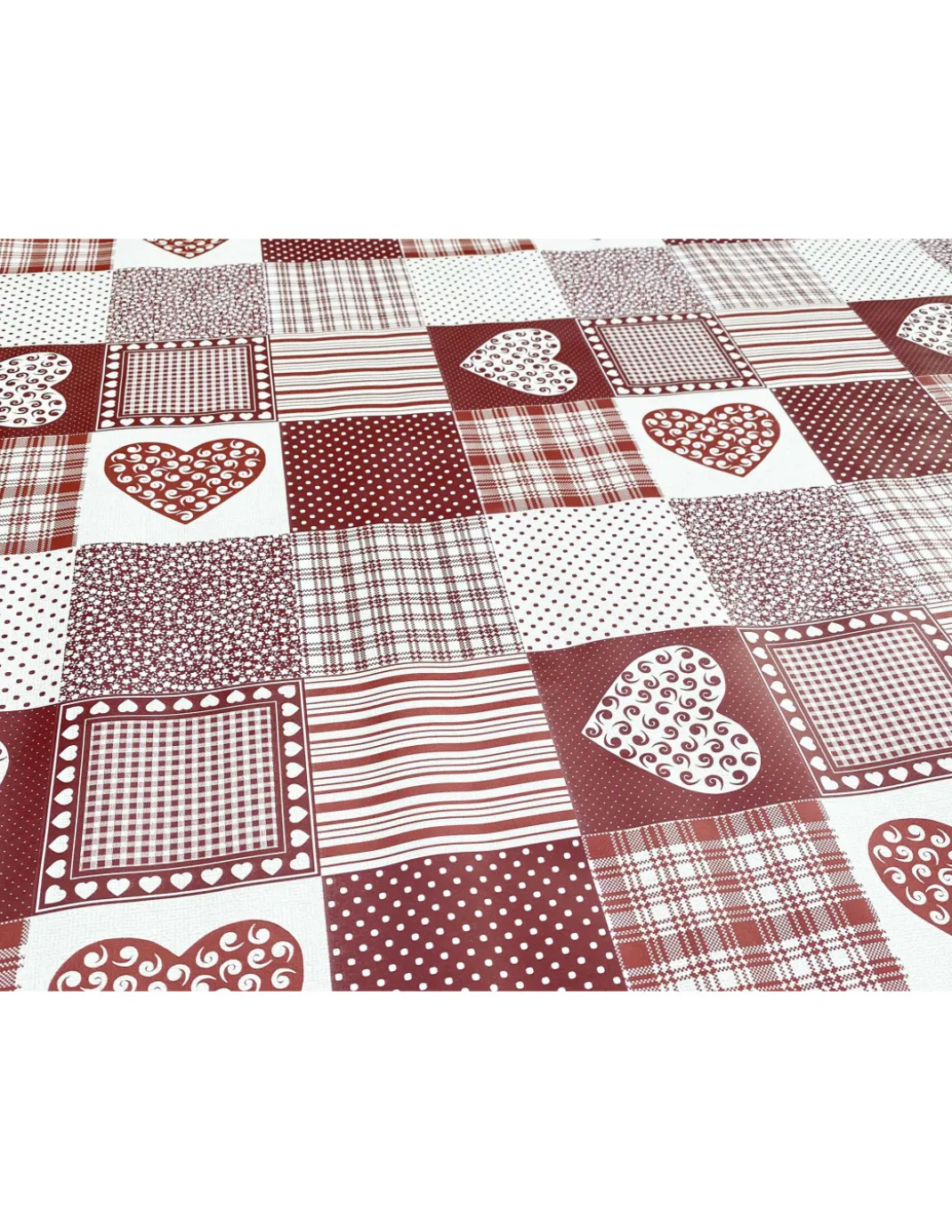 TOVAGLIA LIMA © in TELA CERATA plastificata LAVABILE idrorepellente in PVC CUORE ROSSO made in Italy