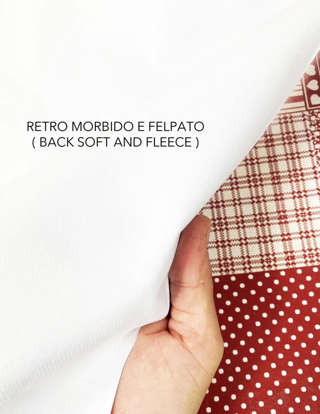 TOVAGLIA LIMA © in TELA CERATA plastificata LAVABILE idrorepellente in PVC CUORE ROSSO made in Italy