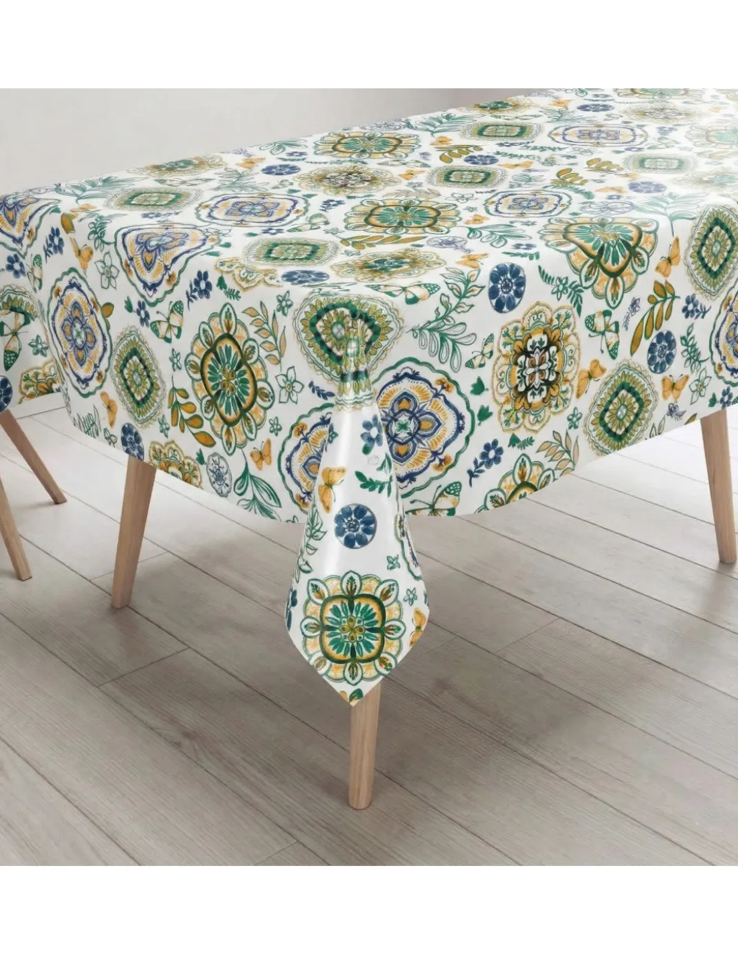 Tovaglia Plastificata PVC LIMA Capri Verde, Impermeabile Lavabile, Retro Felpato Antiscivolo, Made in Italy