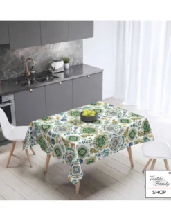 Tovaglia Plastificata PVC LIMA Capri Verde, Impermeabile Lavabile, Retro Felpato Antiscivolo, Made in Italy