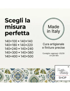 Tovaglia Plastificata PVC LIMA Capri Verde, Impermeabile Lavabile, Retro Felpato Antiscivolo, Made in Italy