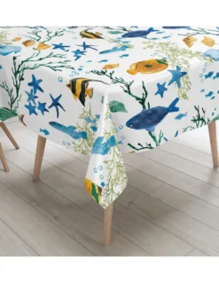 Tovaglia Plastificata PVC LIMA Pesci Colorati, Impermeabile Lavabile, Retro Felpato Antiscivolo, Made in Italy