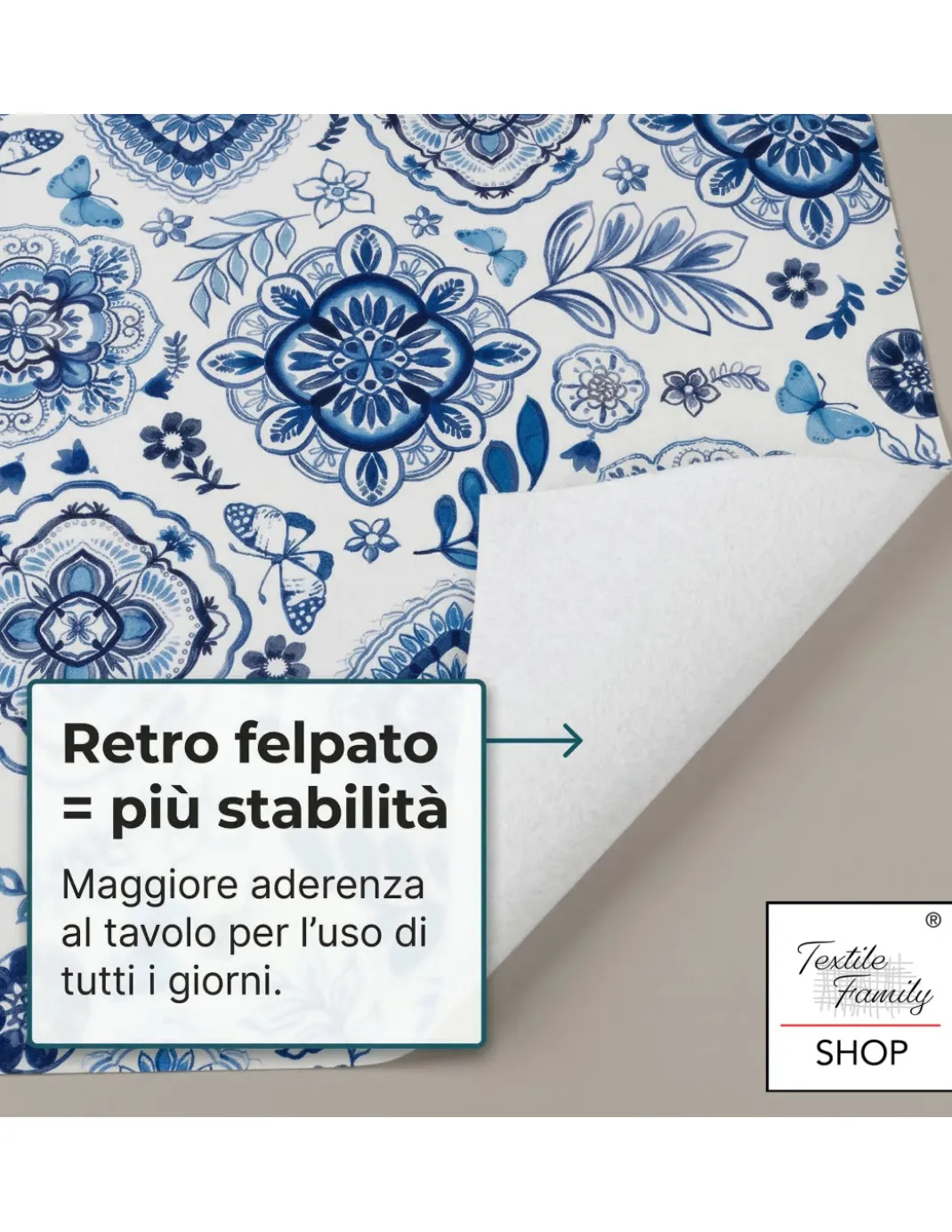 Tovaglia Plastificata PVC LIMA “Capri Blu” Impermeabile Lavabile, Retro Felpato Antiscivolo, Made in Italy