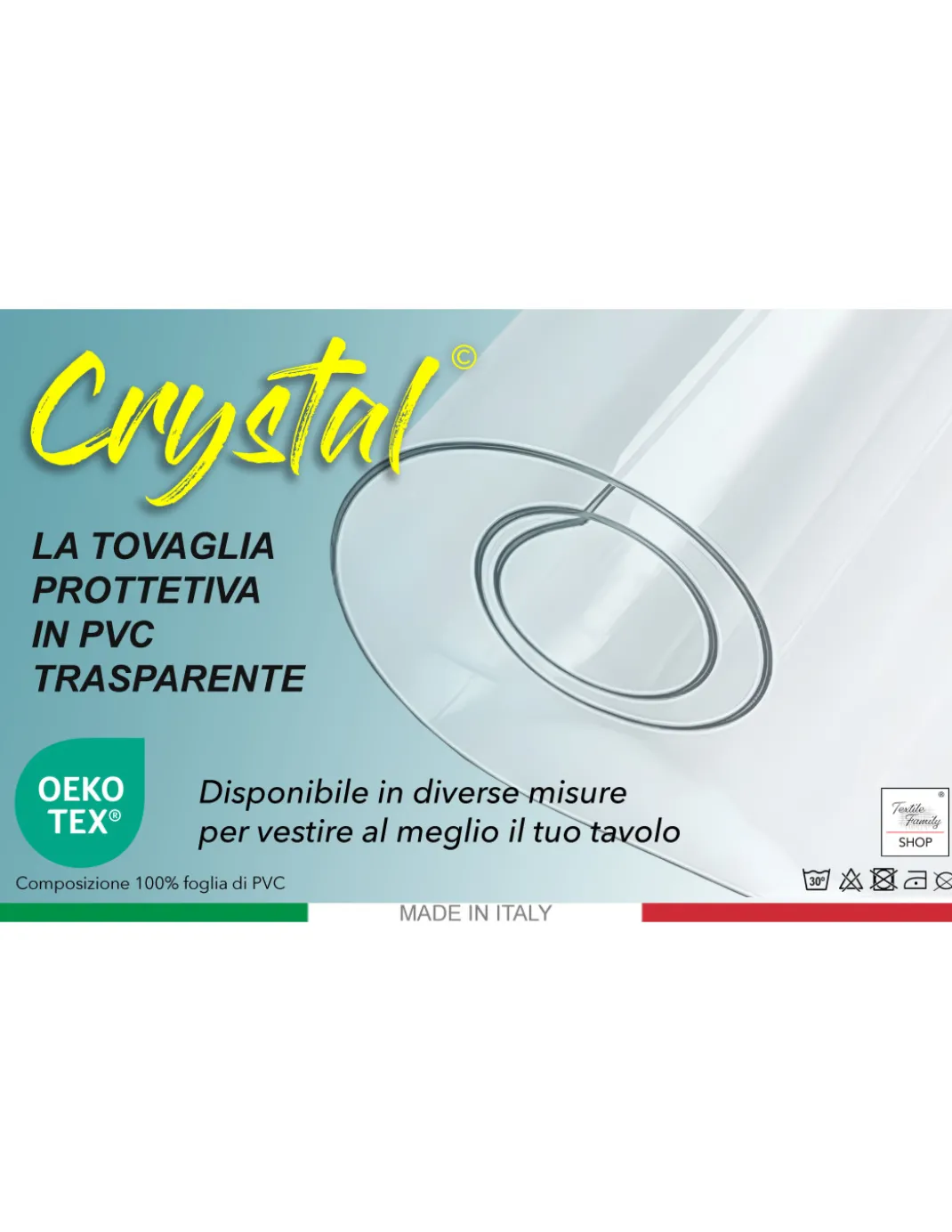 Tovaglia Trasparente Antimacchia in PVC Crystal, Copritavolo Cristallo Spessore 0,20 mm, Tagliata su Misura, Made in Italy