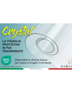 Tovaglia Trasparente Antimacchia in PVC Crystal, Copritavolo cristallo Spessore 0,20 mm, Made in Italy