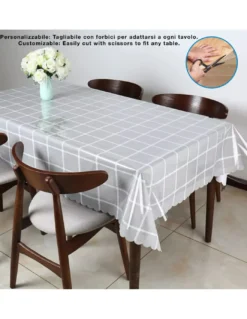 Tovaglia Trasparente Antimacchia in PVC Crystal, Copritavolo cristallo Spessore 0,20 mm, Made in Italy