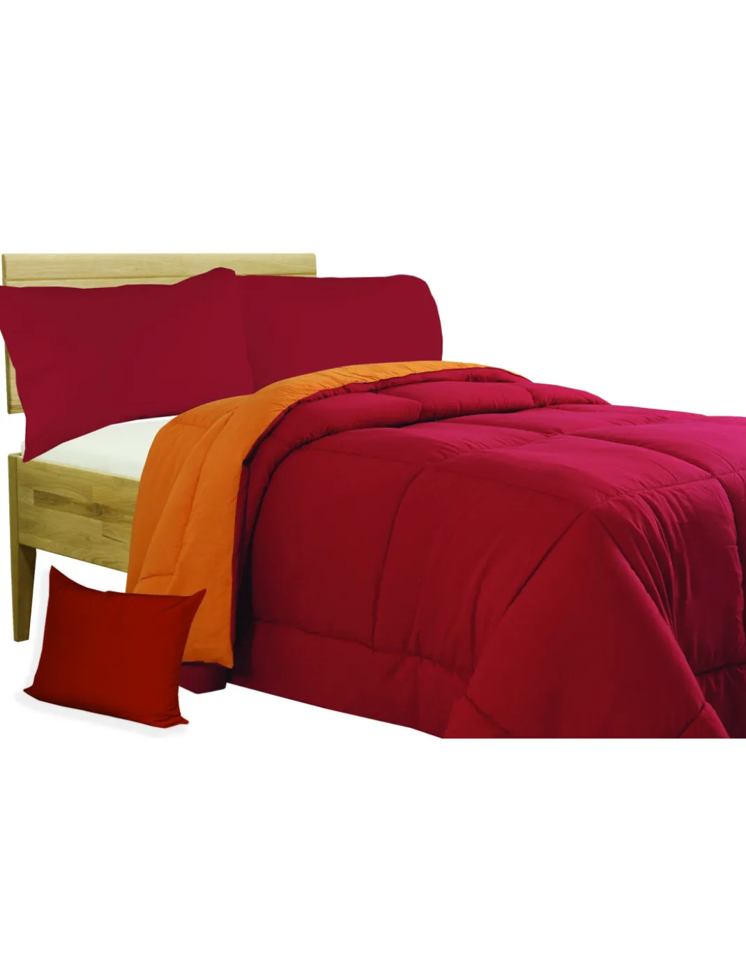 TRAPUNTA BX piumone TINTA UNITA BORDEAUX - ARANCIO double face INVERNALE 350 GR. CON FEDERA ARREDO