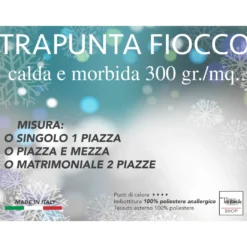 Trapunta Fiocco Bosco d’Inverno Blu, Piumone Invernale 300 g/m² in Microfibra, Made in Italy