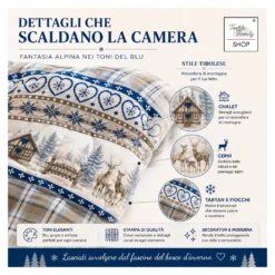 Trapunta Fiocco Bosco d’Inverno Blu, Piumone Invernale 300 g/m² in Microfibra, Made in Italy