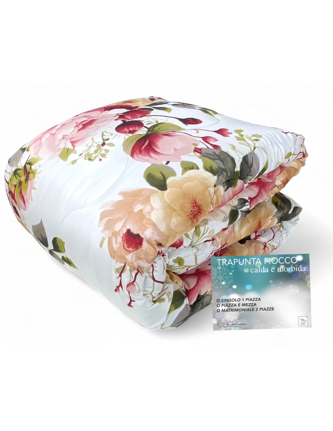 Trapunta Fiocco Sanderson Fiore Delicato Rosa – Invernale 300 gr/mq, Microfibra Morbida, 4 Punti Calore – Made in Italy