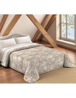 Trapunta Fiocco Sanderson Fiore tiffany - Copriletto Invernale 300gr/mq Microfibra - Made in Italy