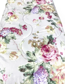 Trapunta Fiocco Sanderson Fiore Fondo Grigio Invernale, Piumone Caldo 300 gr/mq, Motivo Floreale Elegante, Made in Italy